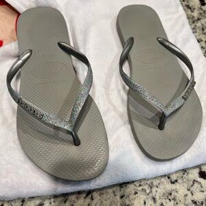 Havaianas Women's Sparkle Sandals - Silver size 39